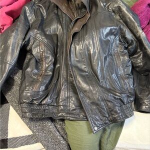 Men's Bolero Black Leather Bomber Jacket